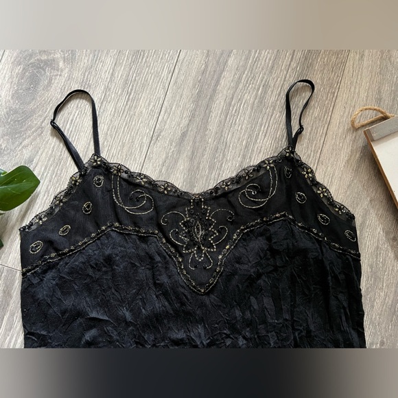 Vintage y2k xhilaration sequin and lace trimmed crinkle layering top size M - Picture 2 of 8